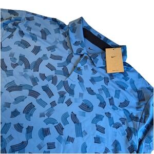 NIKE Tour Dri-Fit Men's Golf Polo Micro Print  Blue/blue  XXL NEW